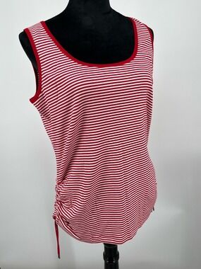 Chaps Red and White Striped Tank Top